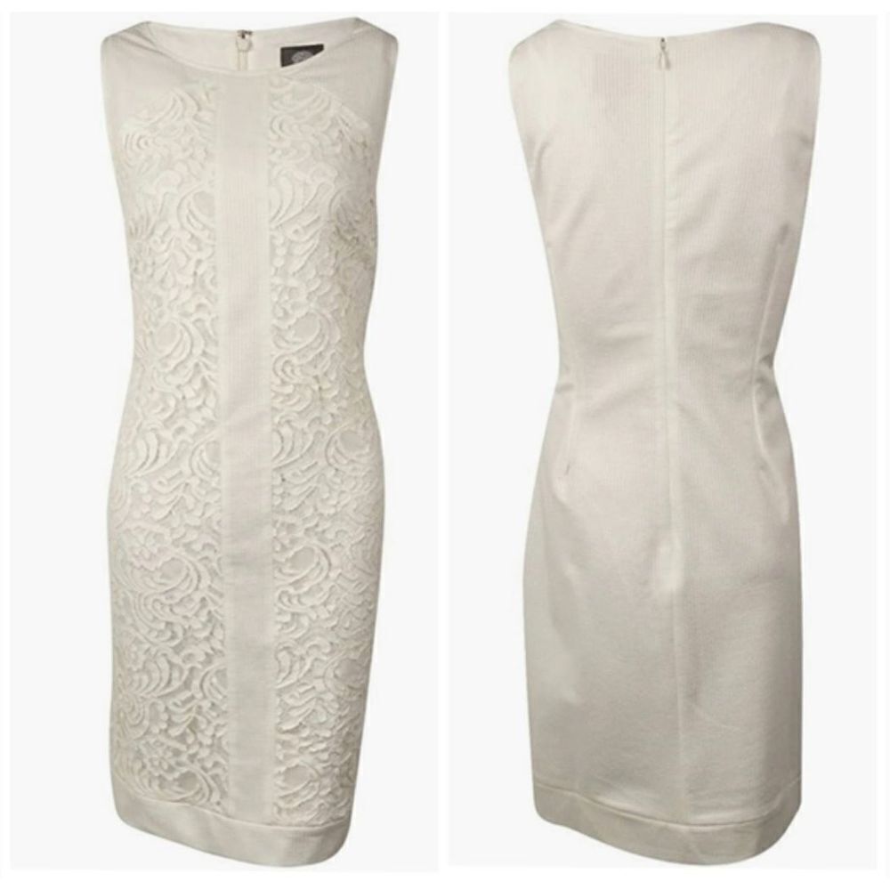 Vince Camuto White Lace Sleeveless Shift Dress size 10